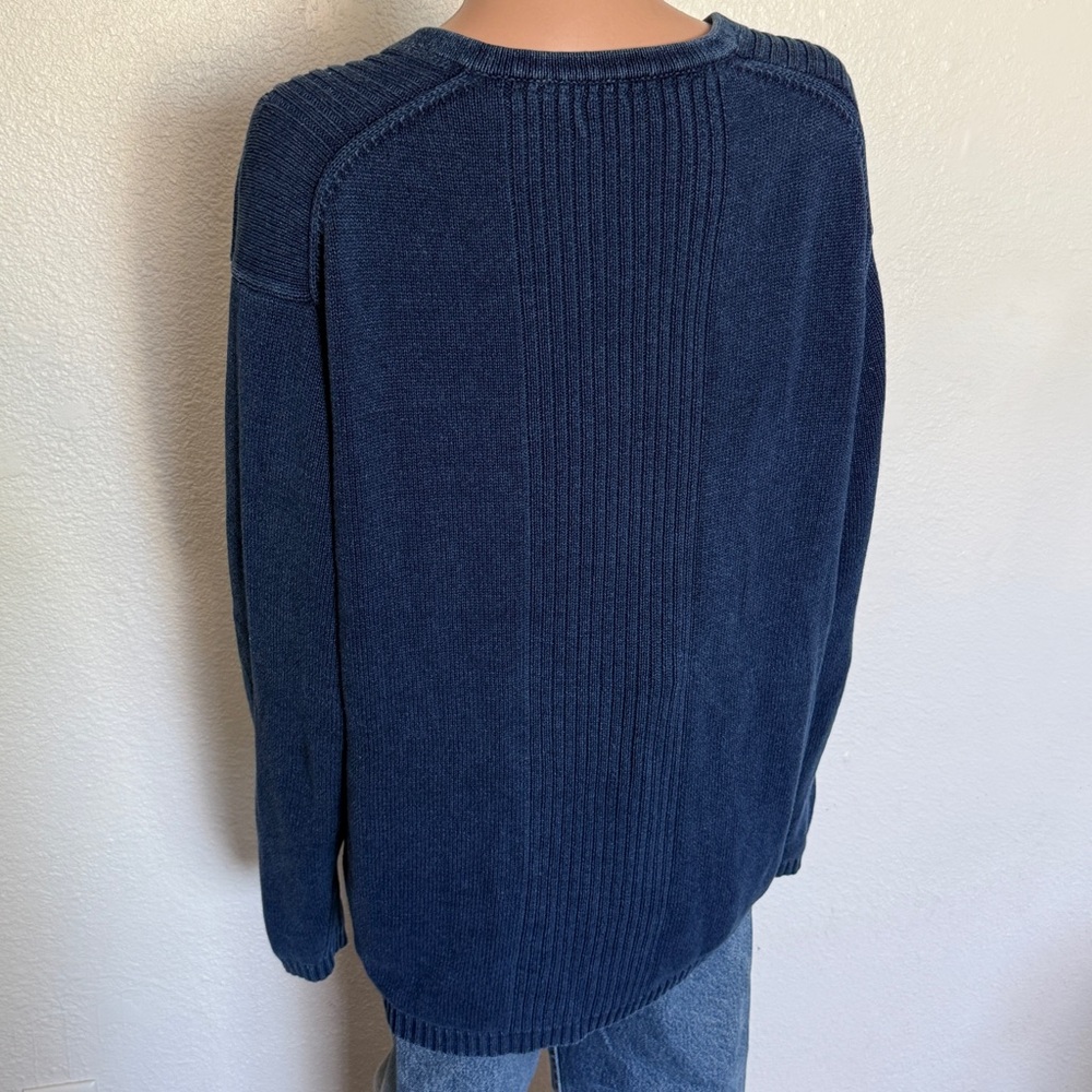 Vintage Eddie Bauer Men's V-Neck Sweater Blue 100% Cotton XL Tall - Picture 5 of 7